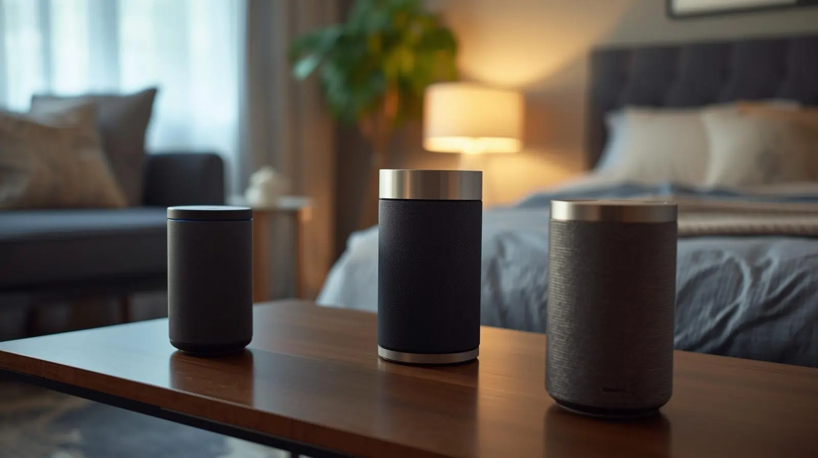 Close-up of a Wi-Fi connected smart speaker setup