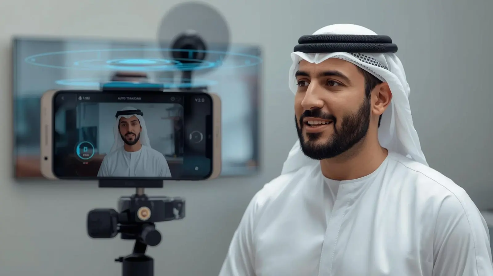 Example of hybrid technology camera auto-tracking someone speaking