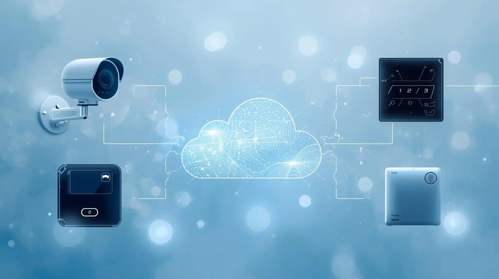 A clean diagram-style photo of connected IoT devices