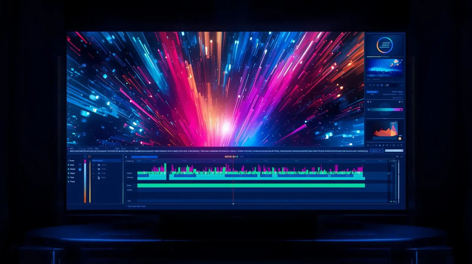 A final polished video being exported or played on a large screen