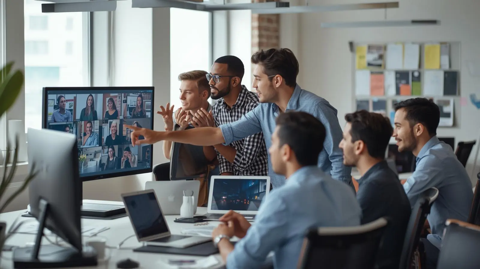 A collaborative office or remote video conference setup