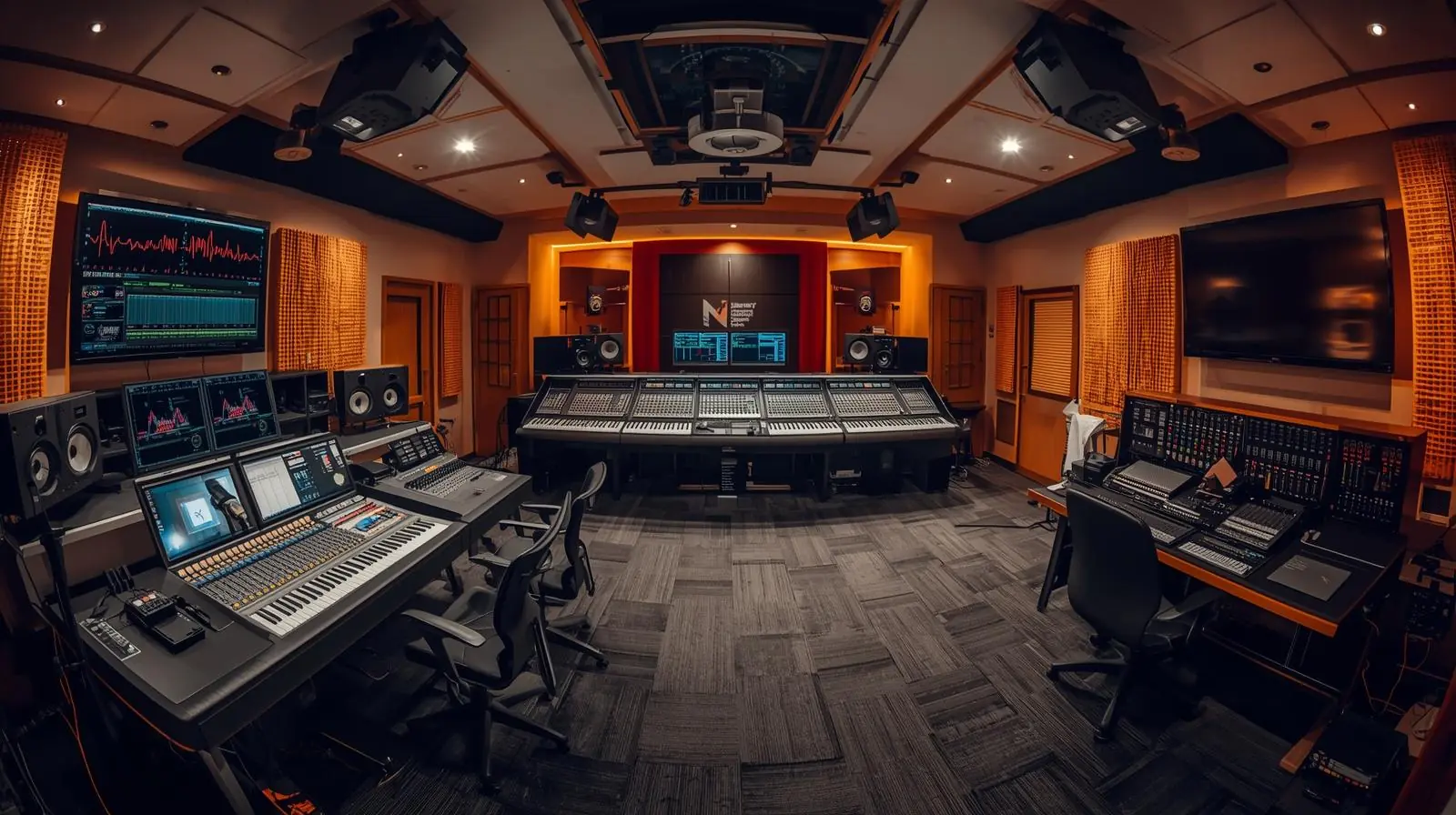 University radio control room or studio